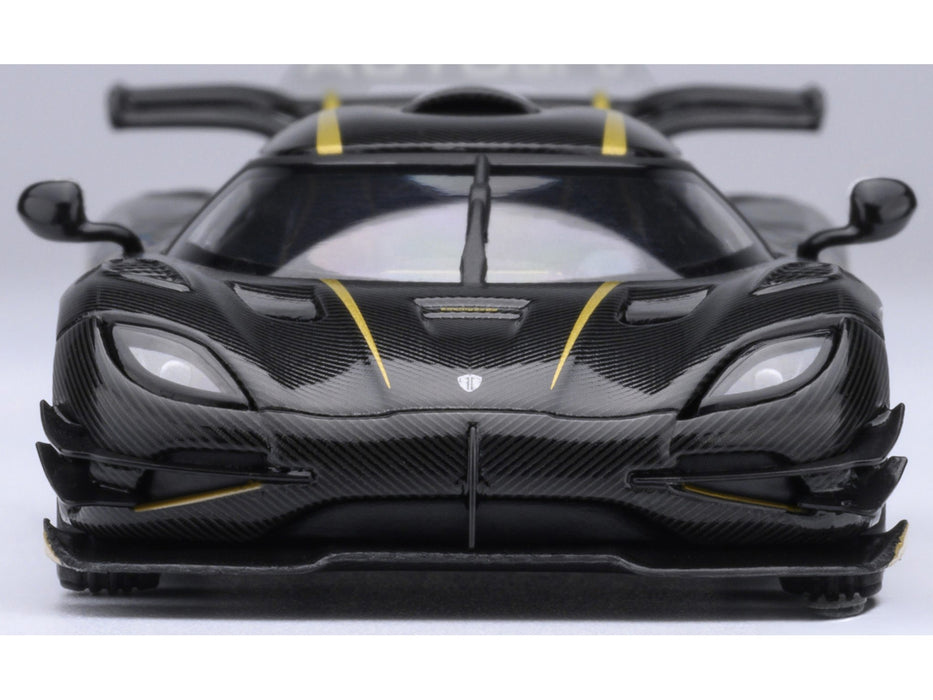 Koenigsegg One:1 Carbon Fiber with Gold Stripes 1/64 Diecast Model Car by Autoart