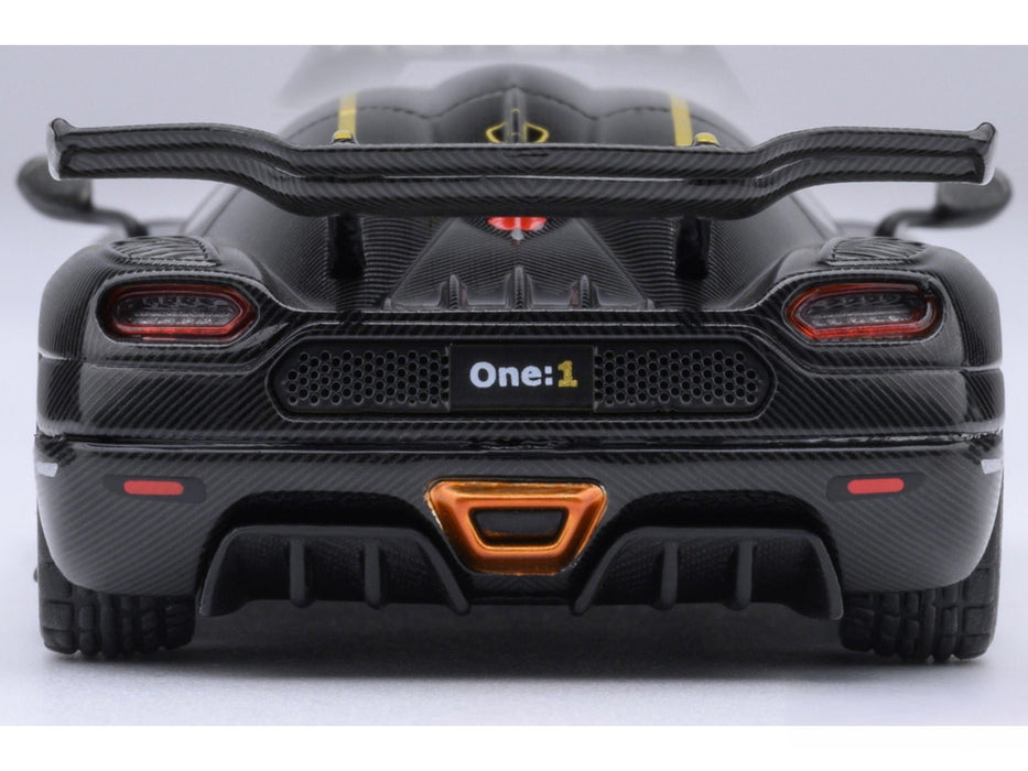 Koenigsegg One:1 Carbon Fiber with Gold Stripes 1/64 Diecast Model Car by Autoart