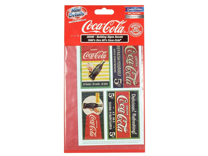 1940's Thru 1960's "Coca-Cola" Building Signs Decals for 1/87 (HO) Scale Models by Classic Metal Works - Miniature Motors