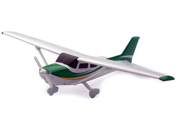 Model Kit Cessna 172 Skyhawk Aircraft White with Green and Yellow Stripes "Sky Pilot" Series 1/42 Plastic Model Kit by New Ray - Miniature Motors