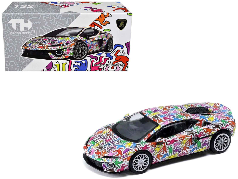 Lamborghini Temerario "Keith Haring Livery" White with Graphics 1/64 Diecast Model car by Trends Hobby