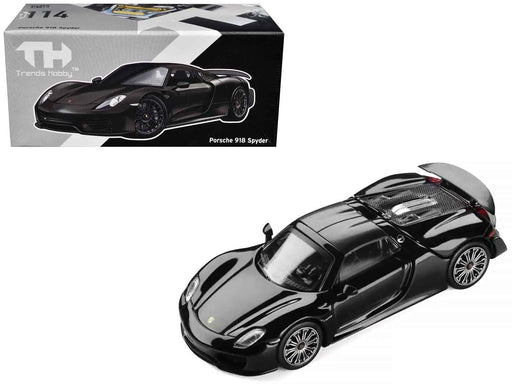 Porsche 918 Spyder Black with Carbon Top 1/64 Diecast Model Car by Trends Hobby