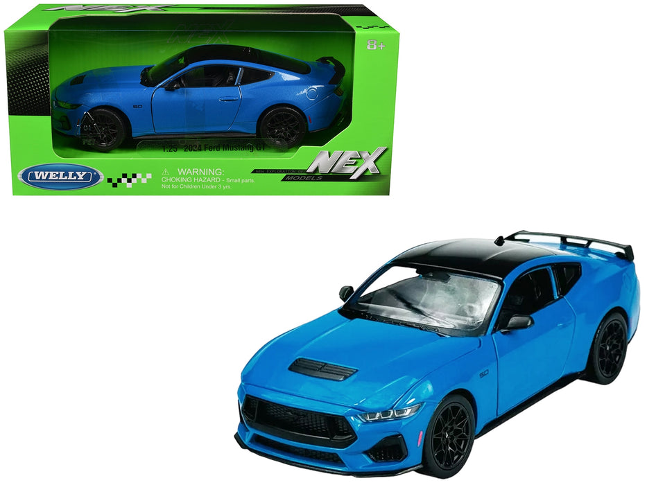 2024 Ford Mustang GT 5.0 Blue with Black Top "NEX Models" Series 1/25 Diecast Model Car by Welly