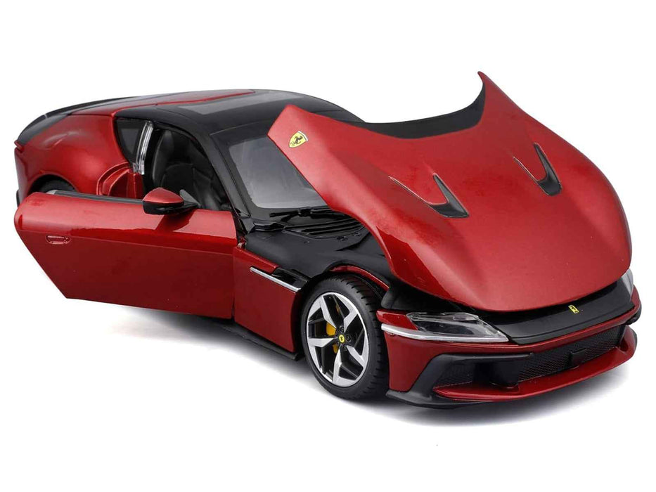 Ferrari 12Cilindri Red Metallic with Black Top "Race + Play" Series 1/24 Diecast Model Car by Bburago