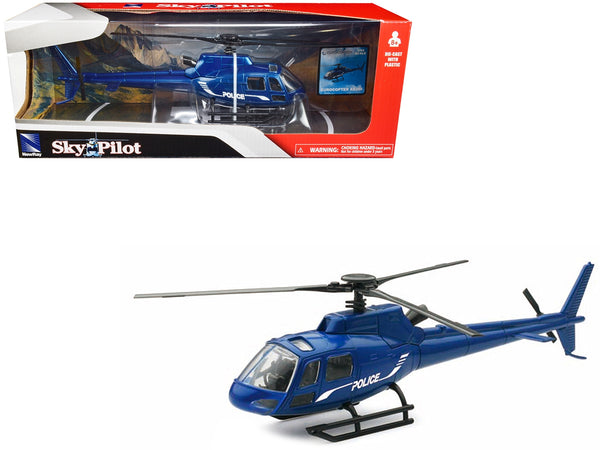 Eurocopter AS350 Helicopter Blue Metallic "Police" "Sky Pilot" Series 1/43 Diecast Model by New Ray - Miniature Motors