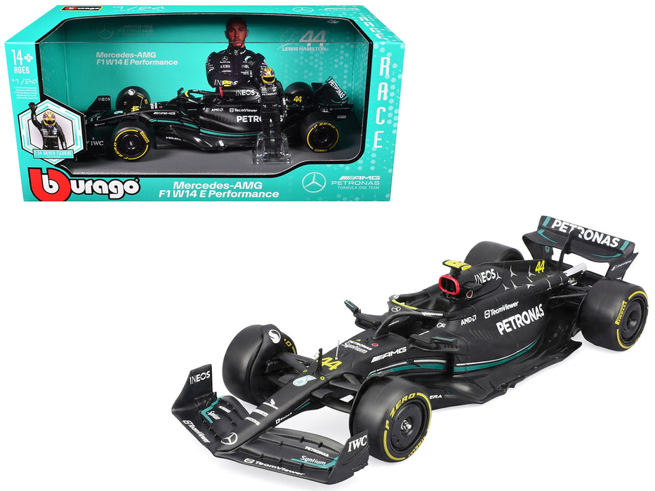 Mercedes-AMG F1 W14 E Performance #44 Lewis Hamilton "Petronas" Formula One F1 "World Championship" (2023) with Driver Figure "Race" Series 1/24 Diecast Model Car by Bburago