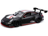 Porsche 911 GT3 R Black with Silver Hood and Top and Red Stripe "Race" Series 1/24 Diecast Model Car by Bburago