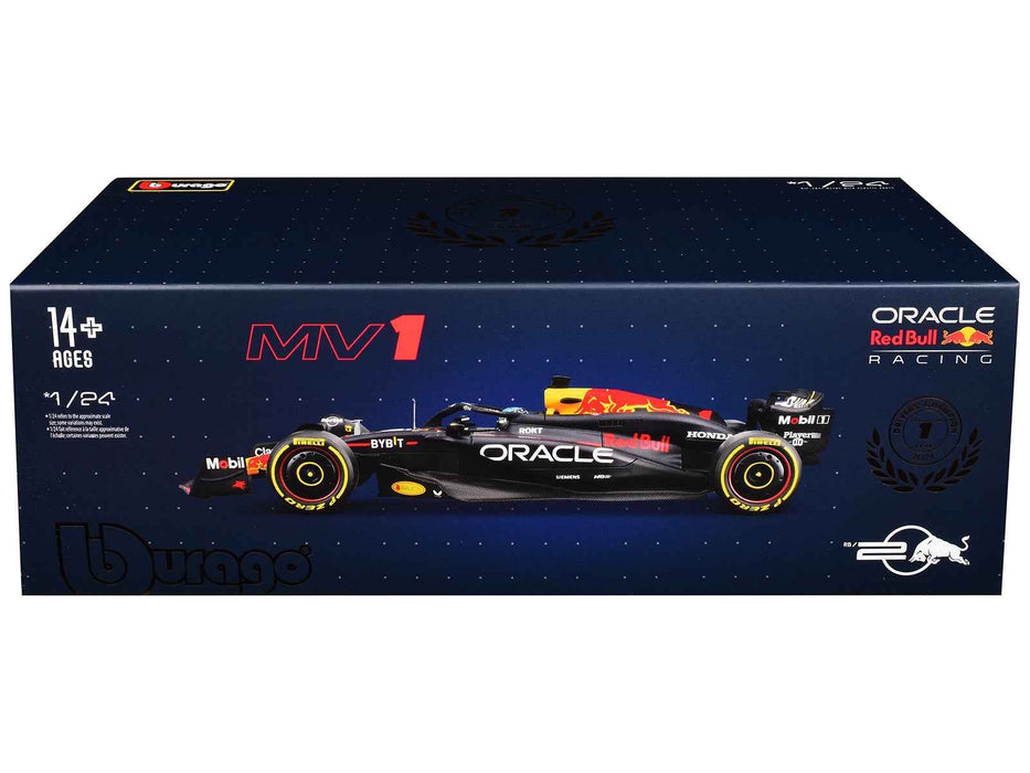 Red Bull Racing RB20 #1 Max Verstappen "Oracle" Winner Formula One F1 Championship "Drivers' Champion" (2024) with Display Case 1/24 Diecast Model Car by Bburago