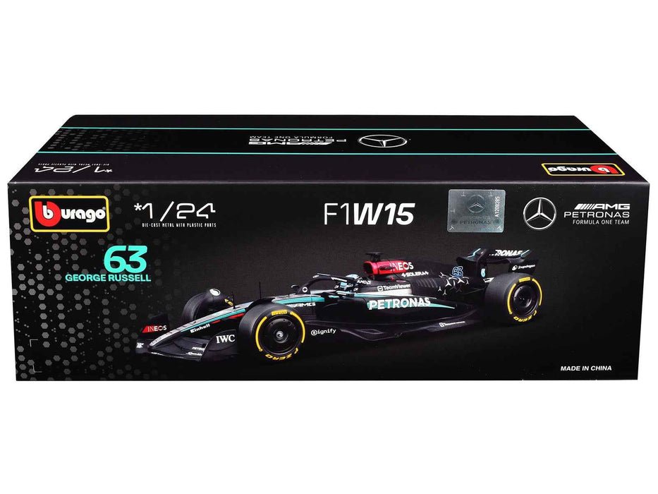 Mercedes-AMG F1 W15 E Performance #63 George Russell "Petronas" Formula One F1 "World Championship" (2024) 1/24 Diecast Model Car by Bburago
