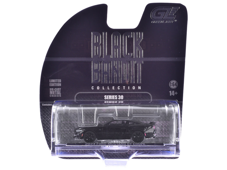 2024 Ford Mustang GT Coupe Black "Black Bandit" Series 30 1/64 Diecast Model Car by Greenlight