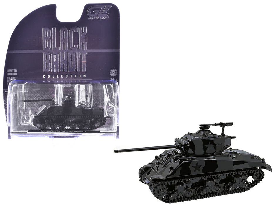 M4 Sherman 76 Long Barrell Tank Black Camouflage "Black Bandit" Series 30 1/64 Diecast Model Car by Greenlight