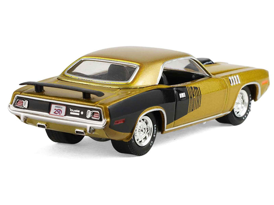 1971 Plymouth Hemi 'Cuda Gold Metallic with Black Accents "America 250 Edition" "Anniversary Collection" Series 18 1/64 Diecast Model Car by Greenlight