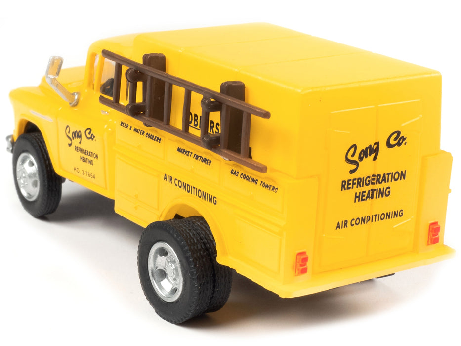 1955 Chevrolet Utility Truck Yellow "Song Co. Refrigeration and Heating" 1/87 (HO) Scale Model by Classic Metal Works - Miniature Motors