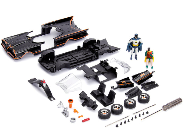 Model Kit Classic Batmobile Black with Batman Diecast Figure "Batman" (1966-1968) TV Series "Build N' Collect" 1/24 Diecast Model Car by Jada - Miniature Motors