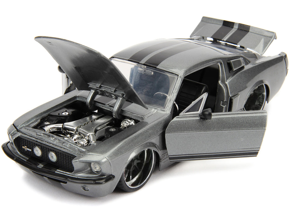 1967 Ford Mustang Shelby GT500 Gray Metallic with Black Stripes "Bigtime Muscle" Series 1/24 Diecast Model Car by Jada