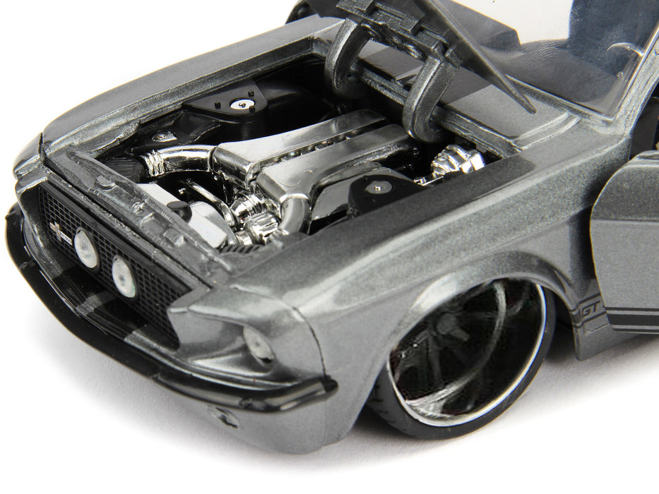 1967 Ford Mustang Shelby GT500 Gray Metallic with Black Stripes "Bigtime Muscle" Series 1/24 Diecast Model Car by Jada