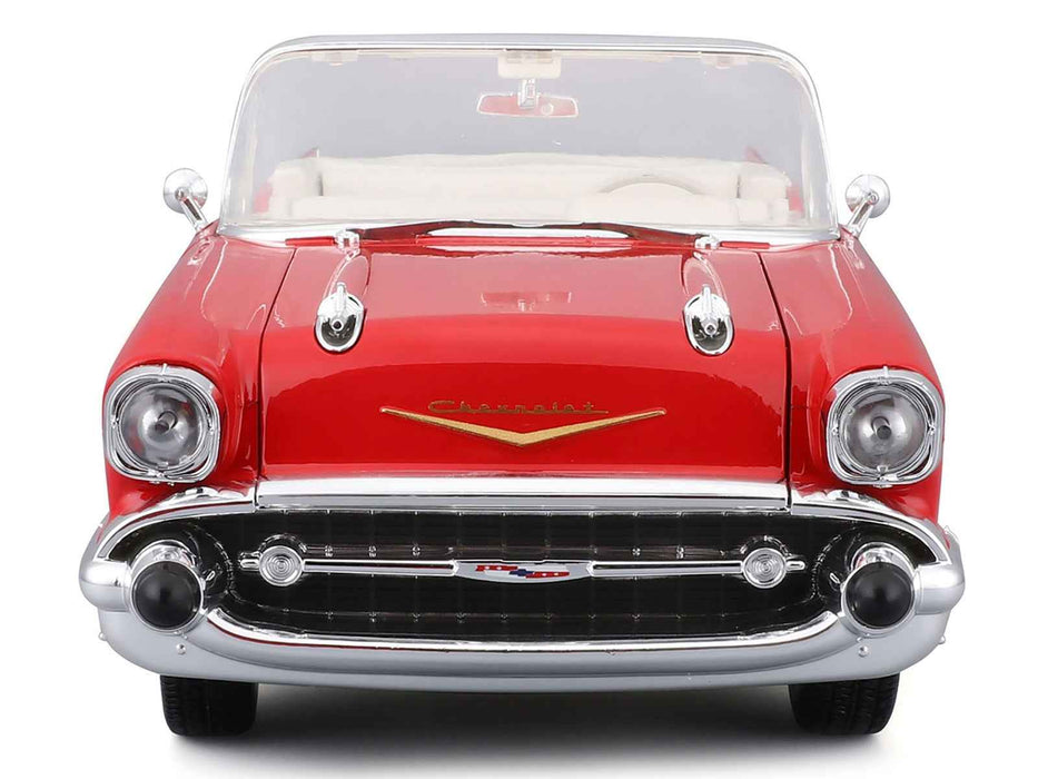 1957 Chevrolet Bel Air Convertible Red with White Interior "Special Edition" Series 1/18 Diecast Model Car by Maisto