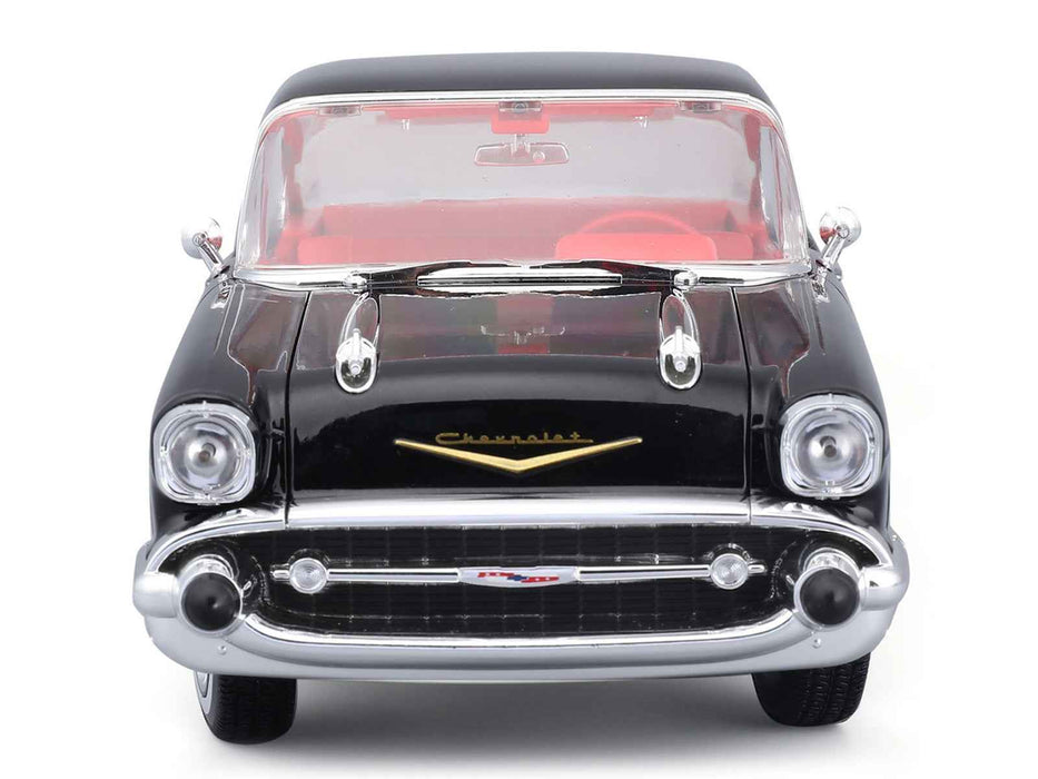 1957 Chevrolet Bel Air Coupe Black with Red Interior "Special Edition" Series 1/18 Diecast Model Car by Maisto