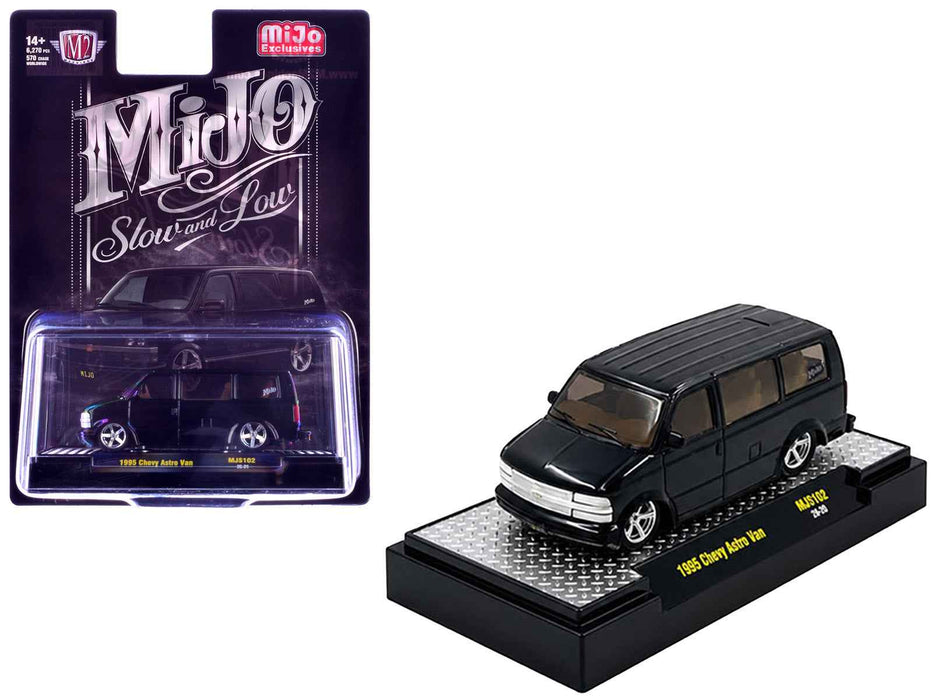 1995 Chevrolet Astro Van "Slow & Low" Black Limited Edition to 6720 pieces Worldwide 1/64 Diecast Model Car by M2 Machines