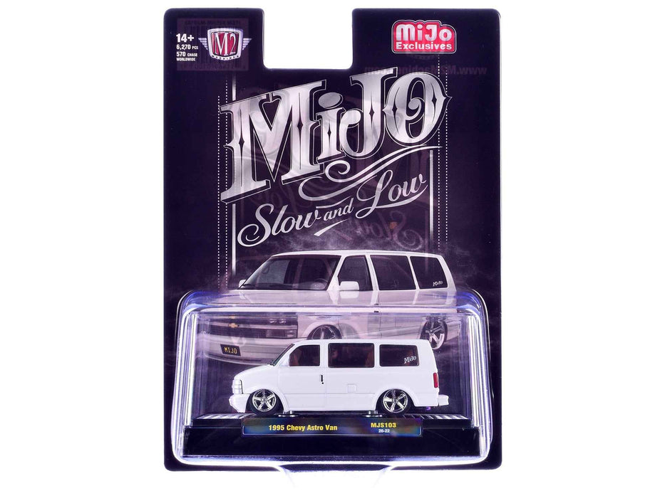 1995 Chevrolet Astro Van "Slow & Low" White Limited Edition to 6720 pieces Worldwide 1/64 Diecast Model Car by M2 Machines