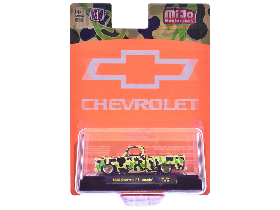 1980 Chevrolet Silverado Pickup Truck Camouflage Limited Edition to 7480 pieces Worldwide 1/64 Diecast Model Car by M2 Machines