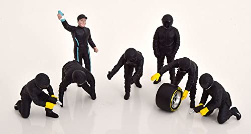 Formula One F1 Pit Crew 7 Figure Set Team Black Release III for 1/18 Scale Models by American Diorama