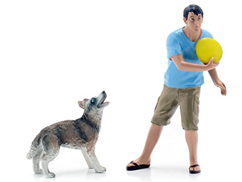 Man and Dog 2 Piece Figure Set For 1:18 Scale Models by American Diorama