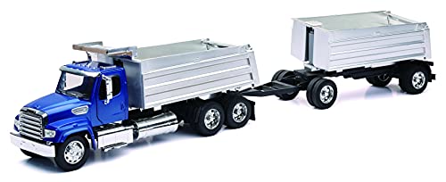 Freightliner 114SD Dump Truck with Twin Dump Body Blue "Long Haul Trucker" Series 1/32 Diecast Model by New Ray