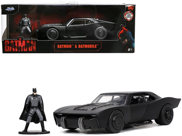 Batmobile Matt Black with Batman Diecast Figurine "The Batman" (2022) Movie "DC Comics" 1/32 Diecast Model Car by Jada - Miniature Motors