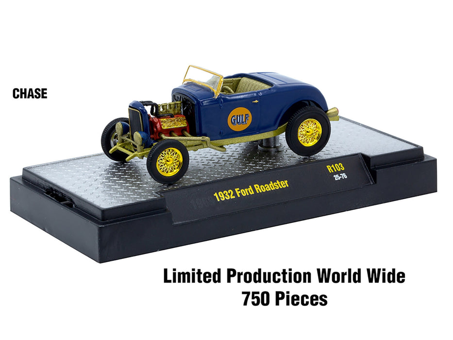 "Auto-Thentics" 6 piece Set Release 103 IN DISPLAY CASES Limited Edition 1/64 Diecast Model Cars by M2 Machines