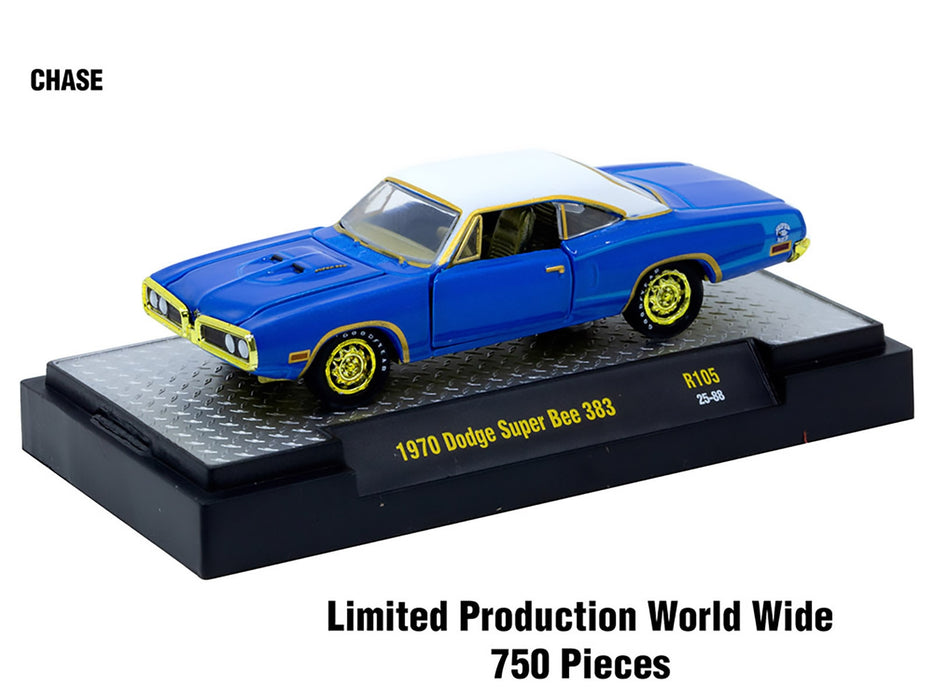 "Auto-Thentics" 6 piece Set Release 105 IN DISPLAY CASES Limited Edition 1/64 Diecast Model Cars by M2 Machines