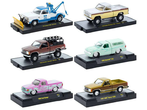 "Auto-Thentics" 6 piece Set Release 111 IN DISPLAY CASES Limited Edition 1/64 Diecast Model Cars by M2 Machines