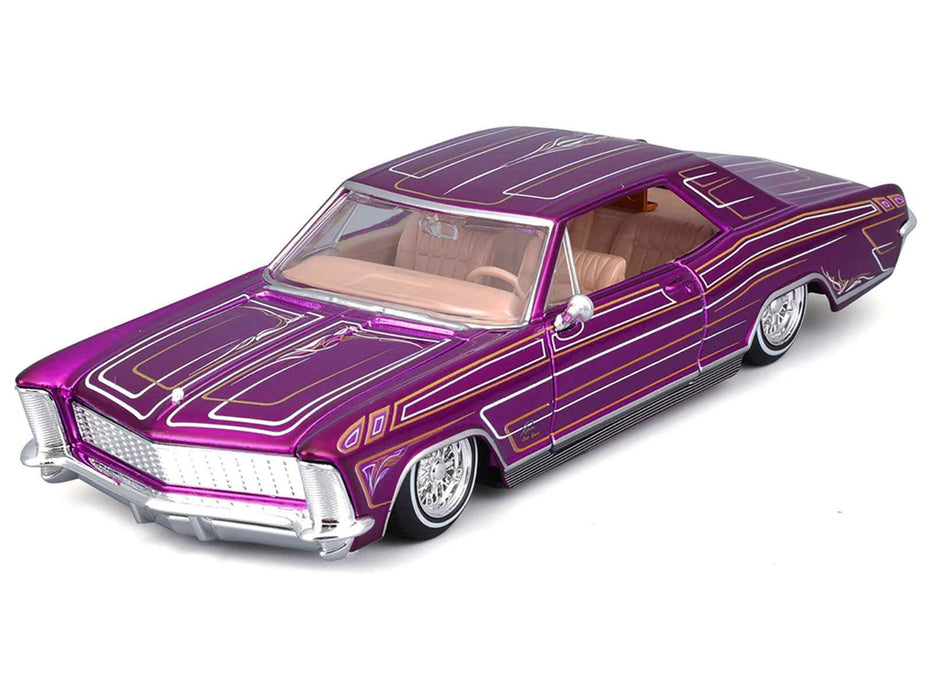 1965 Buick Riviera Lowrider Purple Metallic with Graphics "Lowriders" Series 1/26 Diecast Model Car by Maisto