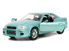 Brian's Nissan Skyline GT-R (BNR34) RHD (Right Hand Drive) Turquoise Metallic "Fast & Furious" Movie 1/32 Diecast Model Car by Jada