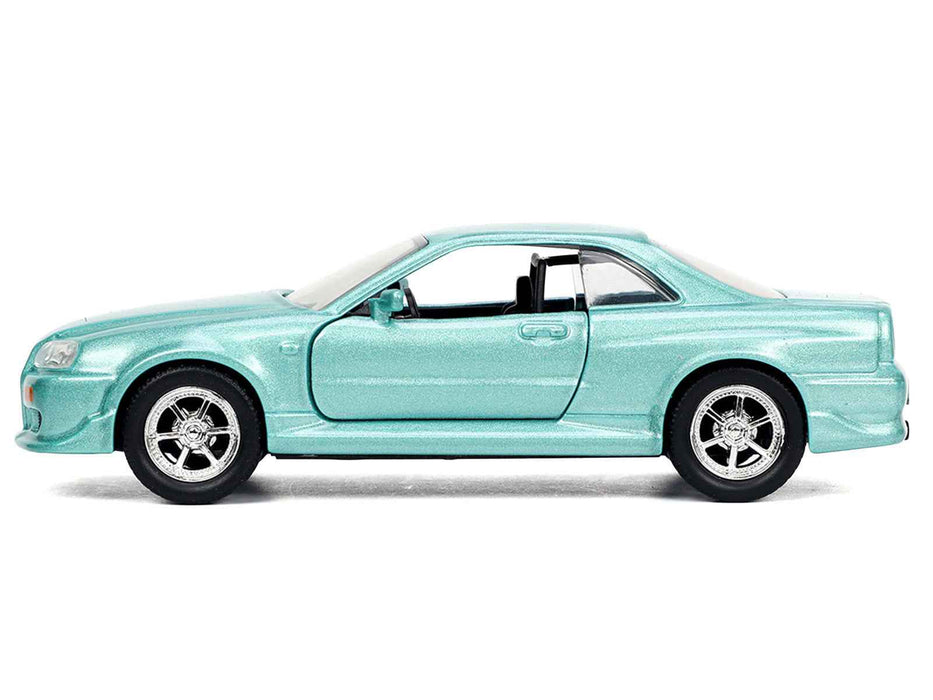Brian's Nissan Skyline GT-R (BNR34) RHD (Right Hand Drive) Turquoise Metallic "Fast & Furious" Movie 1/32 Diecast Model Car by Jada