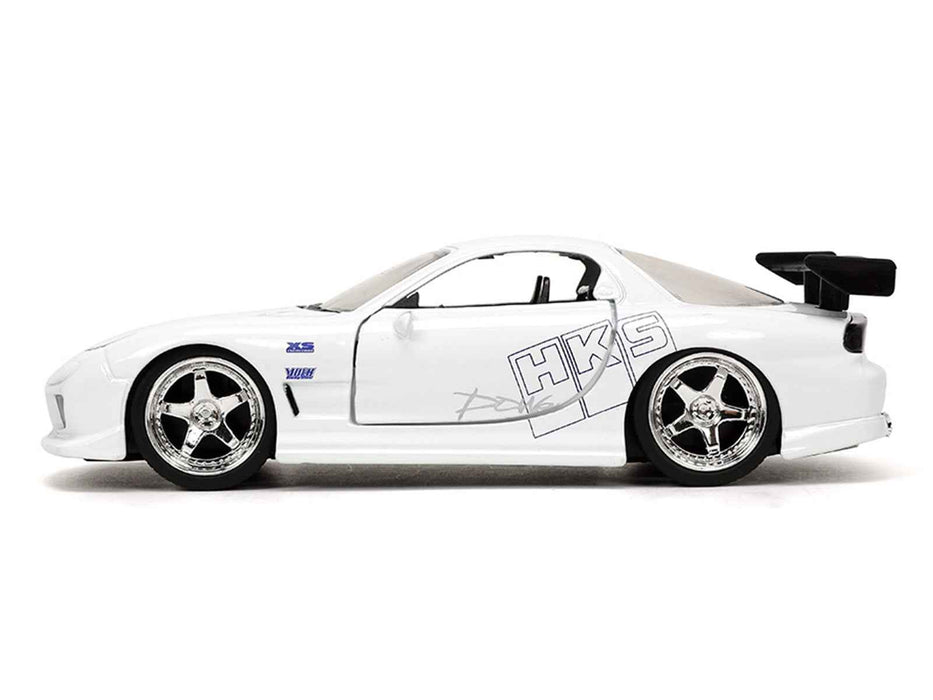 1993 Mazda RX-7 "HKS" White "The Fast and the Furious" (2001) Movie "25 Years of Fast & Furious" Series 1/32 Diecast Model Car by Jada