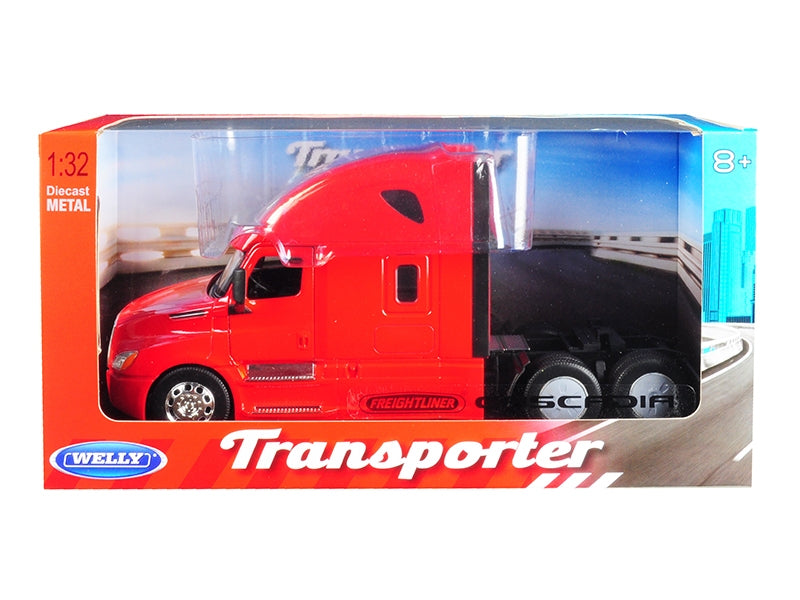 Freightliner Cascadia Truck Red "Transporter" 1/32 Diecast Model by Welly