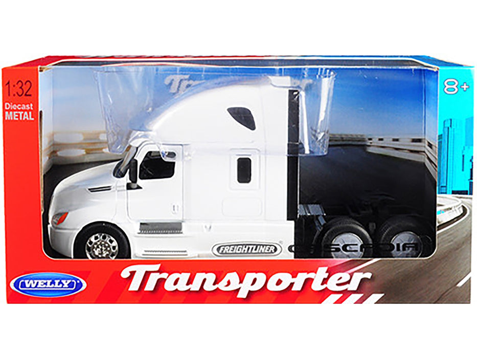 Freightliner Cascadia Truck White "Transporter" 1/32 Diecast Model by Welly