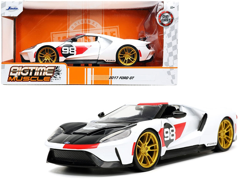 2021 Ford Gt #98 White "Heritage Edition" "Bigtime Muscle" Series 1/24 Diecast Model Car by Jada - Miniature Motors