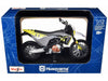 2023 Husqvarna 701 Supermoto Motorcycle Matt Black and Gray with Yellow and White Accents with Display Base 1/12 Diecast Model by Maisto