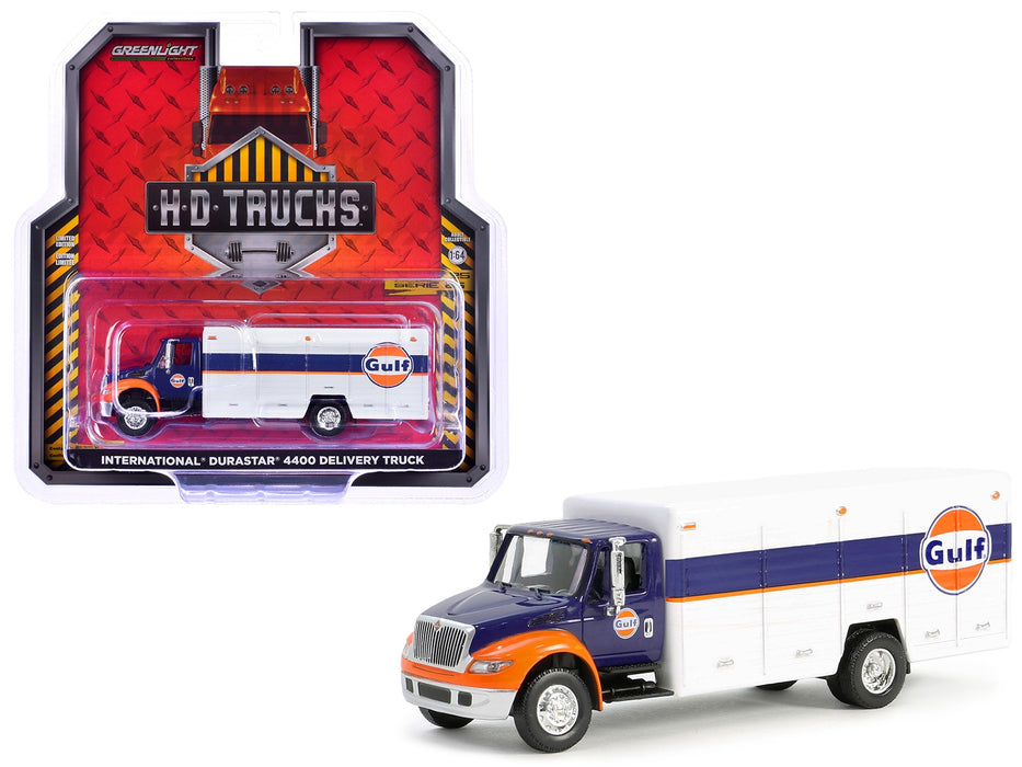 International Durastar 4400 Delivery Truck "Gulf Oil" Dark Blue and White "H.D. Trucks" Series 25 1/64 Diecast Model Car by Greenlight - Miniature Motors