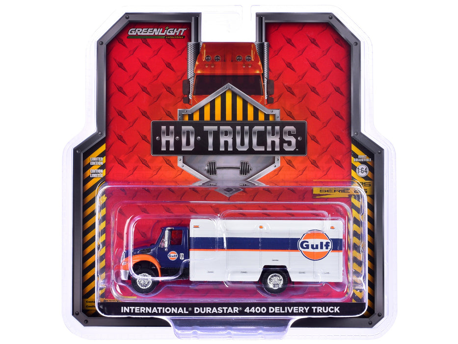 International Durastar 4400 Delivery Truck "Gulf Oil" Dark Blue and White "H.D. Trucks" Series 25 1/64 Diecast Model Car by Greenlight - Miniature Motors