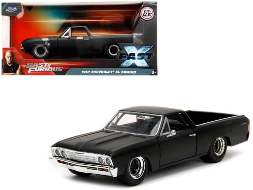 NEW 1967 Chevrolet El Camino Matt Black "Fast & Furious" Series 1/24 Diecast Model Car by Jada