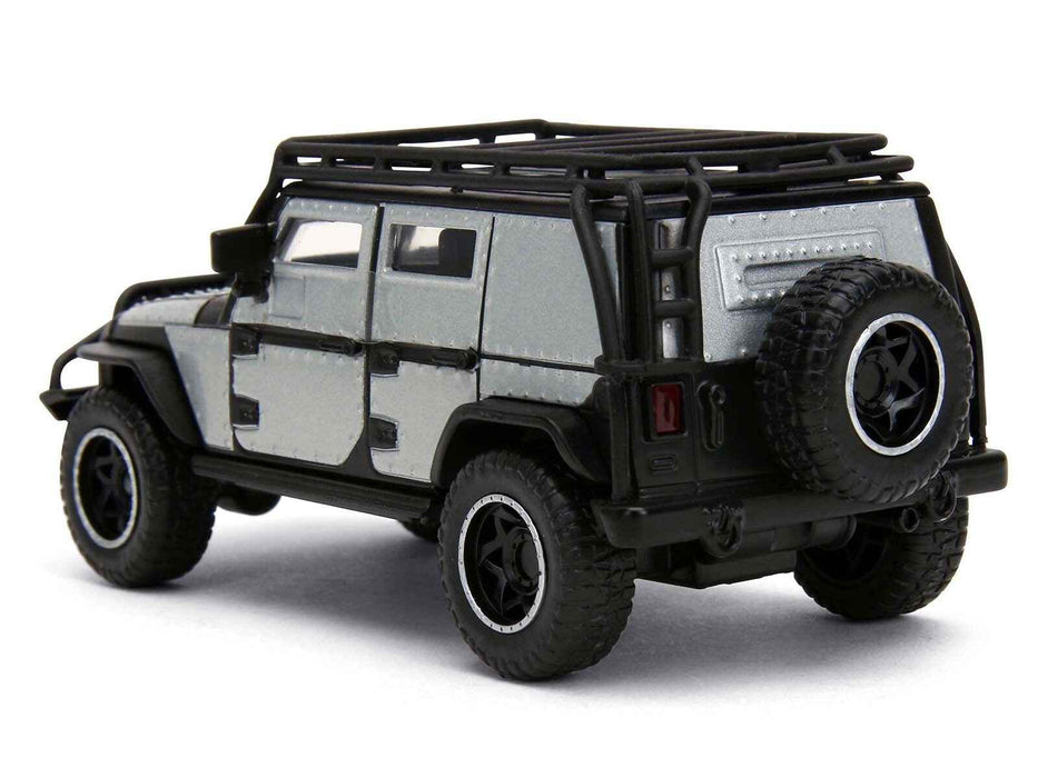 Tej's Jeep Wrangler Custom Silver Metallic with Black Top and Roof Rack "Furious 7" (2015) Movie "25 Years of Fast & Furious" Series 1/32 Diecast Model Car by Jada