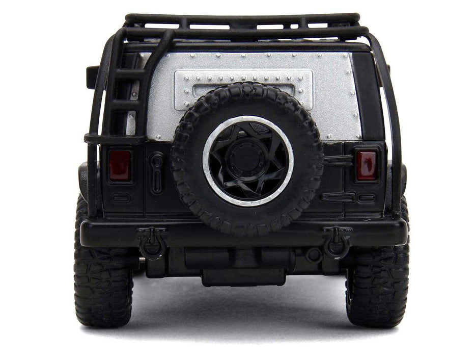 Tej's Jeep Wrangler Custom Silver Metallic with Black Top and Roof Rack "Furious 7" (2015) Movie "25 Years of Fast & Furious" Series 1/32 Diecast Model Car by Jada