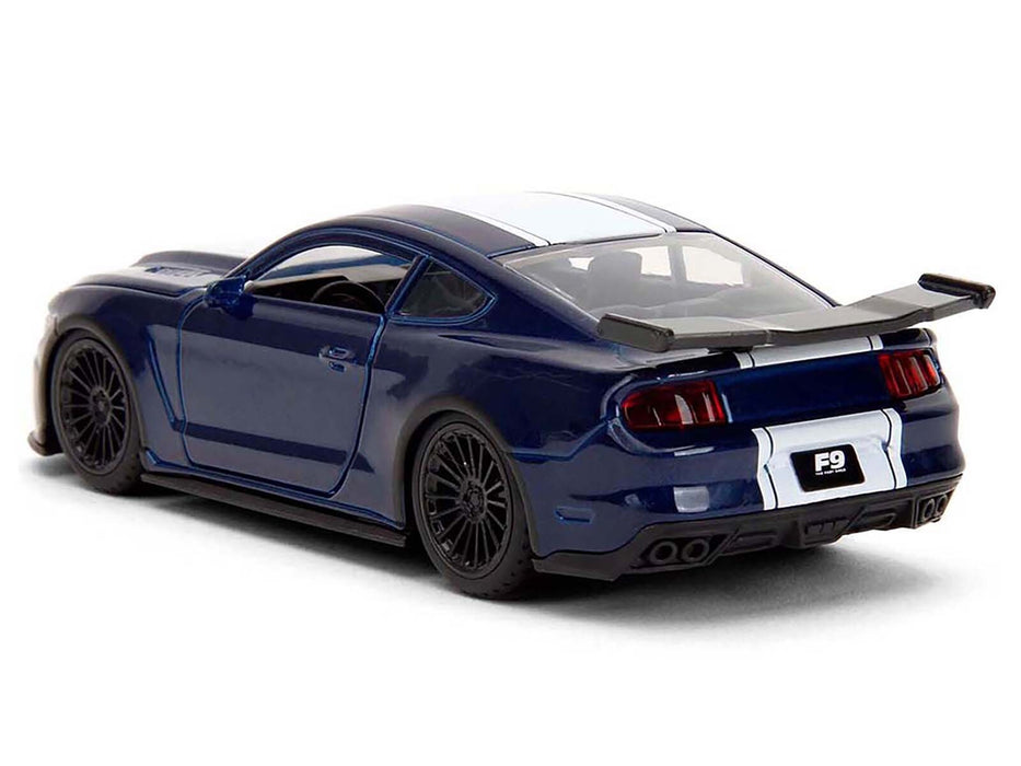 2016 Ford Mustang GT Dark Blue Metallic with White Stripe "F9" (2021) Movie "Fast & Furious" Series 1/32 Diecast Model Car by Jada