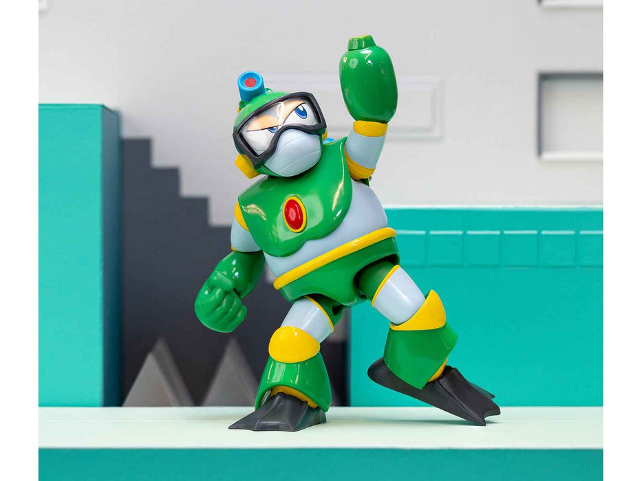 Bubble Man 5" Moveable Figure (Deluxe Version) with Accessories and Alternate Head and Hands "Mega Man" (1987) Video Game Model by Jada