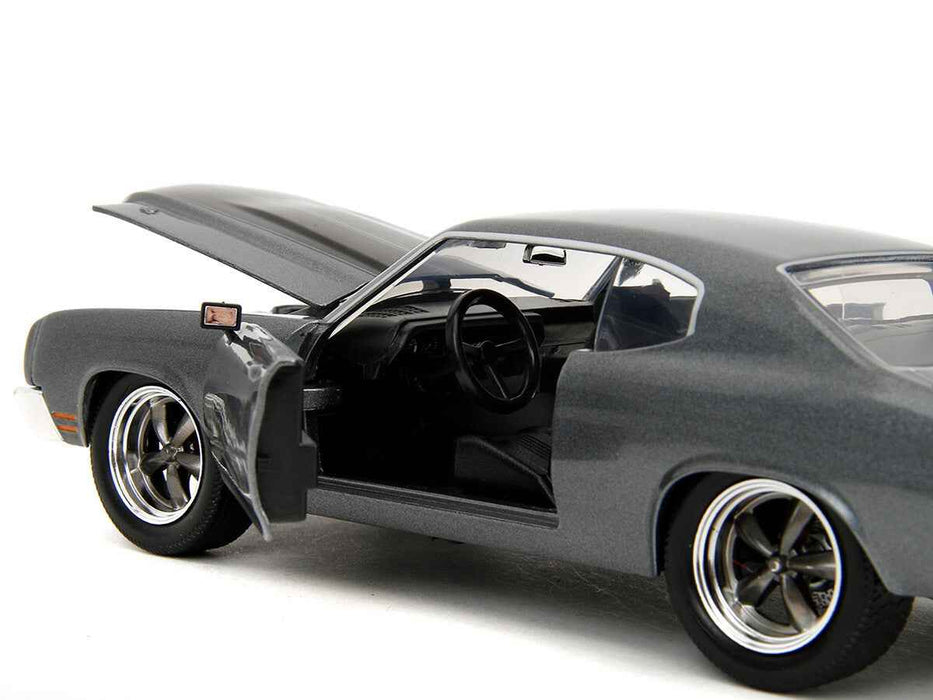 1970 Chevrolet Chevelle SS Gray Metallic with Black Stripes "Fast & Furious" (2009) Movie "Fast & Furious 25th Anniversary" Series 1/24 Diecast Model Car by Jada