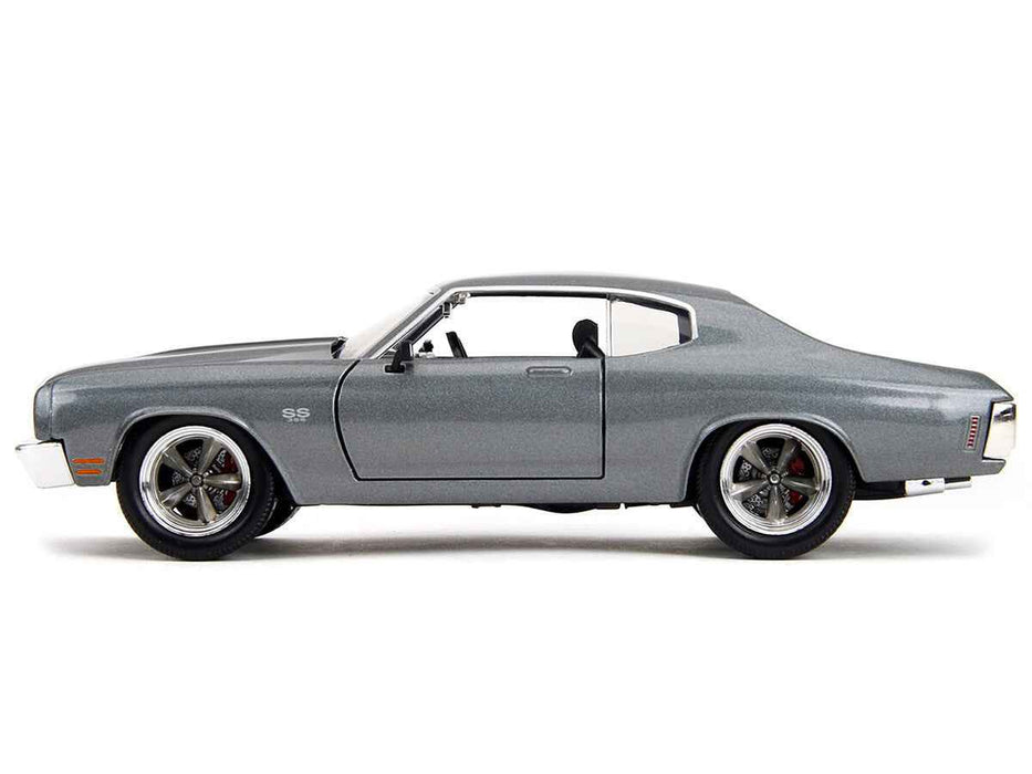 1970 Chevrolet Chevelle SS Gray Metallic with Black Stripes "Fast & Furious" (2009) Movie "Fast & Furious 25th Anniversary" Series 1/24 Diecast Model Car by Jada