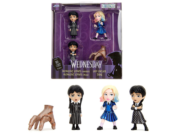 Set of 4 Diecast Figures "Wednesday" (2022-Current) TV Series "Metalfigs" Series Diecast Models by Jada - Miniature Motors